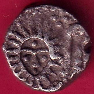INDORE STATE 1292 SUN FACE INO SHAH ALAM II MALHAR RAO QUARTER RUPEE SILVER COIN-  FB1807