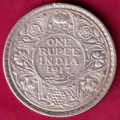 British India 1917 bombay mint George v Emperor One Rupee-  FB1881