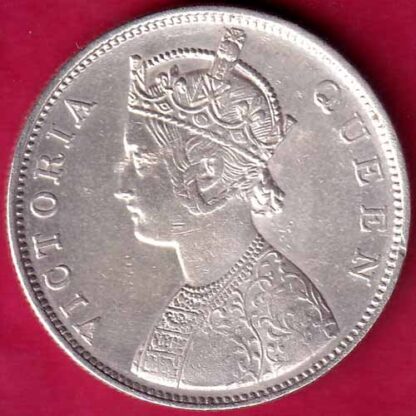 British India 1862 Victoria Queen One Rupee Silver Coin-  FB1903 - Image 2