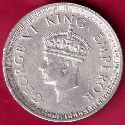 British India 1942 George VI Bombay Mint One Rupee Silver Coin-  FB1906 - Image 2