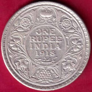 British India 1918 Bombay Mint George v One Rupee silver coin-  FB2049