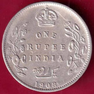 British India 1908 Edward Vii king Emperor One Rupee-  FB2069