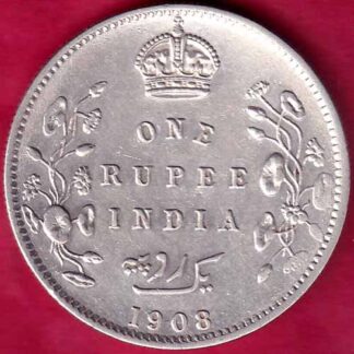 British India 1908 Edward Vii king & Emperor One Rupee Silver coin-  FB2098