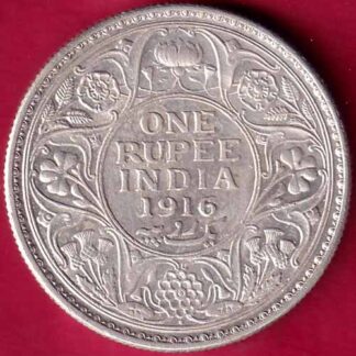 British India 1916 George V Bombay Mint one Rupee Silver Coin-  FB2255