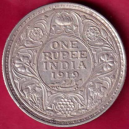 British India 1919 bombay mint George v One Rupee Silver coin-  FB2281