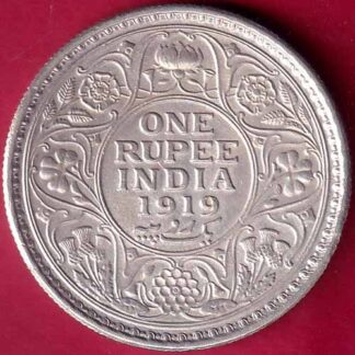 British India 1919 George v One Rupee silver coin  -  FB2296