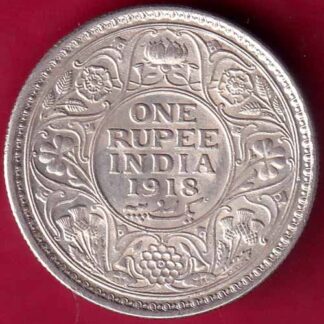 BRITISH INDIA 1918  GEORGE V ONE RUPEE BEAUTIFUL SILVER COIN -  FB2310