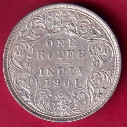 british india 1901 victoria empress one rupee scarce silver coin -  FB2325