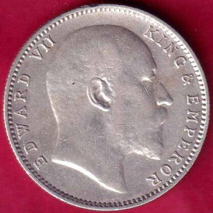 BRITISH INDIA 1910 EDWARD VII KING EMPEROR ONE RUPEE SILVER COIN -  FB2335 - Image 2