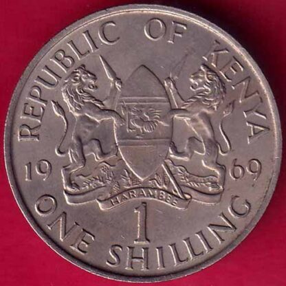 REPUBLIC OF KENYA 1969 MJEE JOMO KENYATTA 1 SHILLING COIN-  FB2342