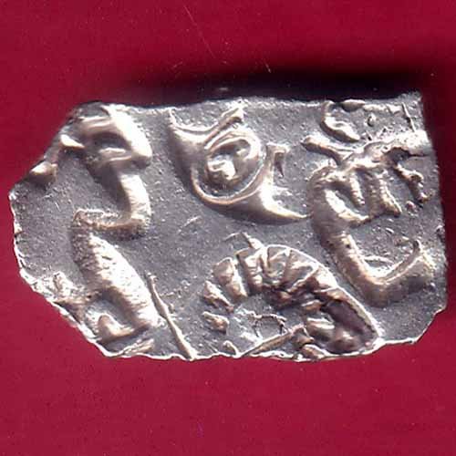 ANCIENT INDIA MAURYAN PERIOD MAGADH DYNASTY ANIMAL STANDING SILVER PUNCHMARK- FB2379