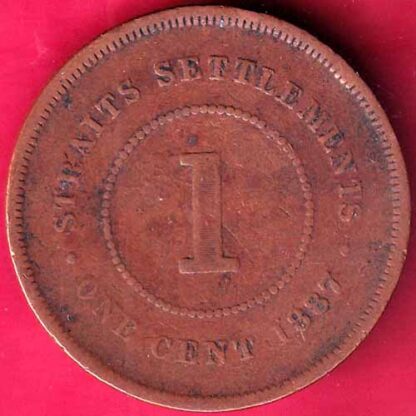 straits settlements 1887 victoria queen one cent  -  FB2414 - Image 2
