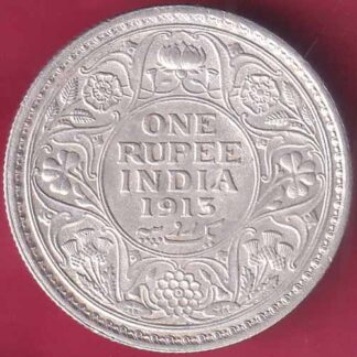British India 1913  George V One Rupee Silver coin–FB2633