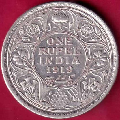 British India 1919 bombay mint George v One Rupee Silver coin –FB2652