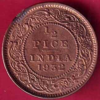 BRITISH INDIA UNC 1932 GEORGE V 1/2 PICE –FB2704
