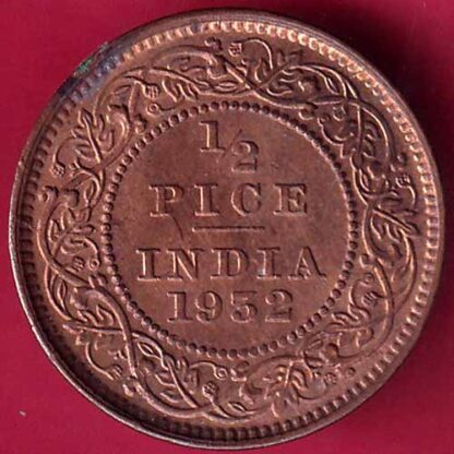 BRITISH INDIA UNC 1932 GEORGE V 1/2 PICE –FB2704