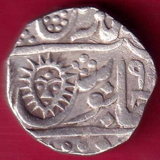 INDORE STATE SUN FACE INO SHAH ALAM II MALHAR RAO ONE RUPEE SILVER COIN –FB2836