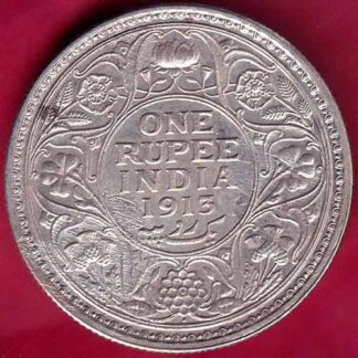 BRITISH INDIA 1913 BOMBAY MINT GEORGE V ONE RUPEE BEAUTIFUL SILVER COIN –FB2858
