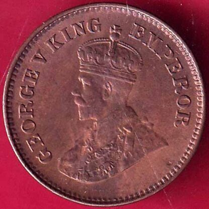 BRITISH INDIA 1932 AUNC GEORGE V 1/2 PICE COPPER COIN–FB2867 - Image 2
