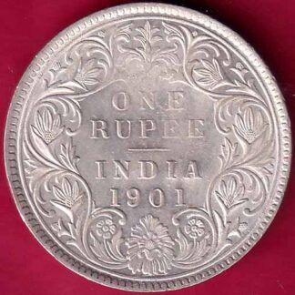 British india 1901 victoria empress one rupee scarce silver coin–FB2938