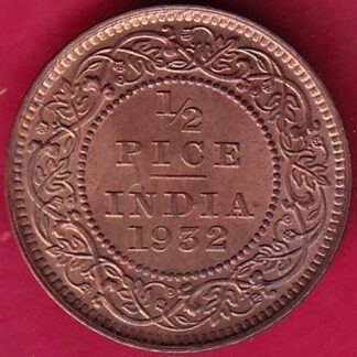 BRITISH INDIA 1932 GEORGE V 1/2 PICE– FB3051