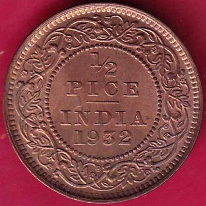 BRITISH INDIA 1932 GEORGE V 1/2 PICE– FB3051
