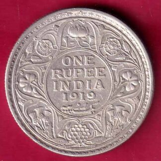 British India 1919 bombay mint George v One Rupee Silver coin –FB3109