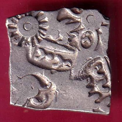ANCIENT INDIA MAURYAN PERIOD MAGADH DYNASTY ANIMAL STANDING SILVER PUNCHMARK –FB3136