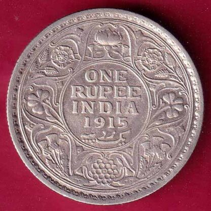British India 1915 George v One Rupee silver coin –FB3175