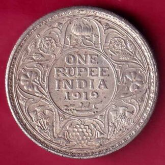 British India 1919 bombay mint George v One Rupee Silver coin –FB3191