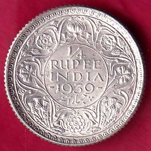 British India UNC 1939 George vi 1/4 rupee silver coin –FB3199 – Indian ...