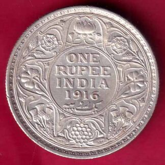 British India 1916 Bombay mint George V one Rupee Silver Coin –FB3214