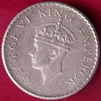 BRITISH INDIA 1940 GEORGE VI 1/4 RUPEE SILVER COIN– FB3275 - Image 2