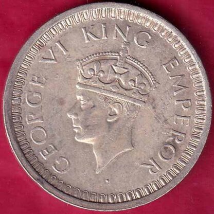 British India 1942 George VI Bombay Mint One Rupee Silver Coin– FB3279 - Image 2