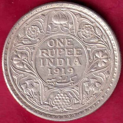 British India 1919 bombay mint George v One Rupee Silver coin – FB3284