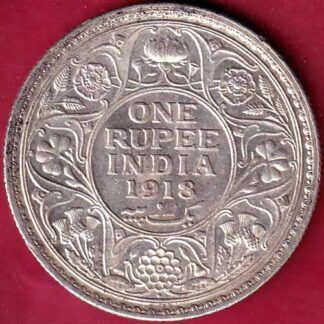 British India 1918 Bombay Mint George v One Rupee silver coin– FB3460