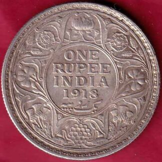 British India 1918 Bombay Mint George v One Rupee silver coin– FB3463