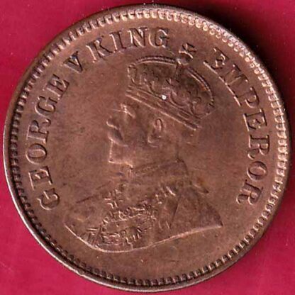 BRITISH INDIA UNC 1932 GEORGE V 1/2 PICE COPPER COIN – FB3467 - Image 2