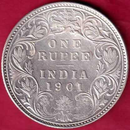 British india 1901 victoria empress one rupee scarce silver coin– FB3469