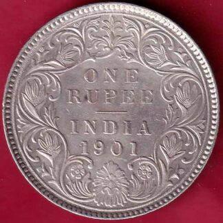 British india 1901 victoria empress one rupee scarce silver coin– FB3474