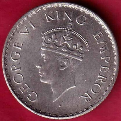 BRITISH INDIA 1940 BOMBAY MINT GEORGE VI 1/4 RUPEE SILVER COIN– FB3497 - Image 2