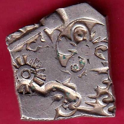 ANCIENT INDIA MAURYAN PERIOD MAGADH DYNASTY ANIMAL STANDING SILVER PUNCHMARK– FB3590