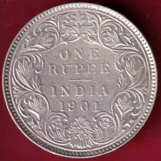 British india 1901 victoria empress one rupee scarce silver coin– FB3699