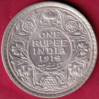 British India 1919 bombay mint George v One Rupee Silver coin– FB3724