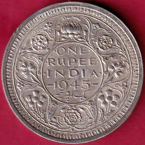 British India 1945 Unc Bombay Mint George Vi One Rupee Silver Coin ...