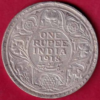 British India 1918 Bombay Mint George v One Rupee silver coin – FB3743