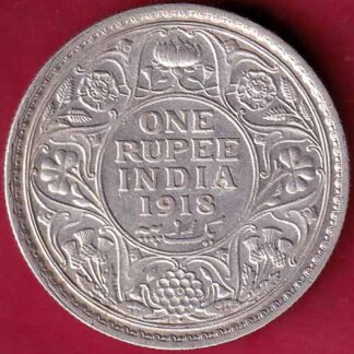 British India 1918 Bombay Mint George v One Rupee silver coin– FB3855