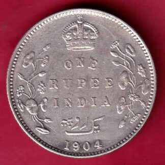 British India 1904 Edward VII One Rupee Silver Coin  – FB3929