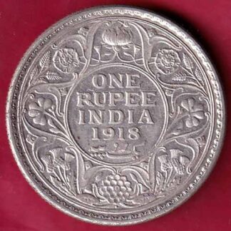 British India 1918 Bombay Mint George v One Rupee silver coin – FB3954