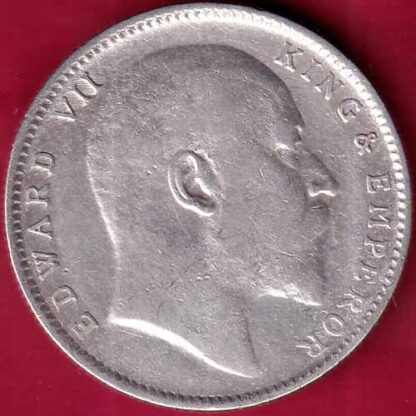 British India 1908 Edward Vii king & Emperor One Rupee Silver coin– FB3984 - Image 2